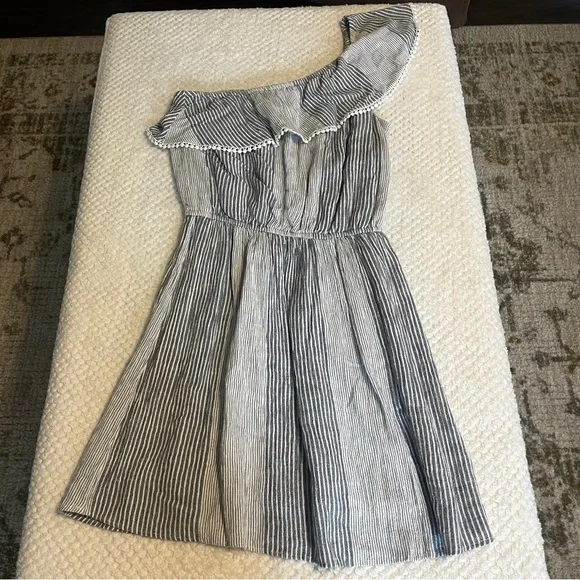 American Eagle Outfitters Womens Striped One Shoulder Mini Dress Medium - Picture 2 of 8